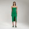 Self-portrait NEW ARRIVALS Bright Green Jersey Strapless Ruched Midi Dress