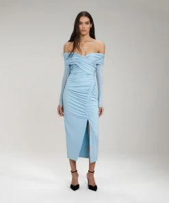 Self-portrait NEW ARRIVALS Jersey Crossover Bust Midi Dress