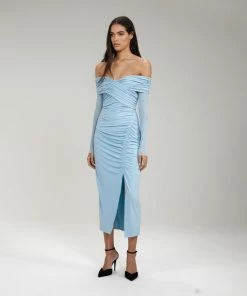 Self-portrait NEW ARRIVALS Jersey Crossover Bust Midi Dress