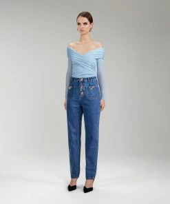 Self-portrait Jersey Crossover Top