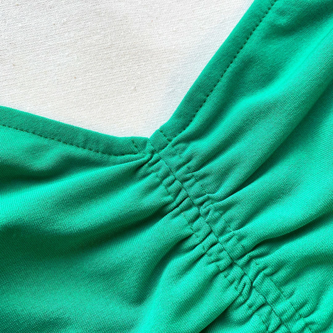 Self-portrait NEW ARRIVALS Bright Green One Shoulder Ruched Mini Dress