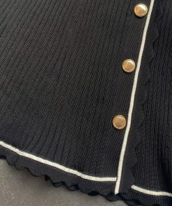 Self-portrait NEW ARRIVALS Black Ribbed Knit Mini Dress