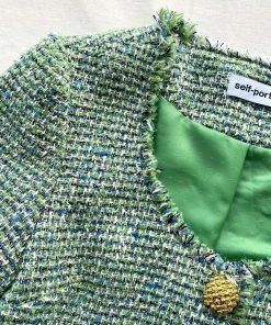 Self-portrait Green Boucle Cropped Jacket READY TO WEAR