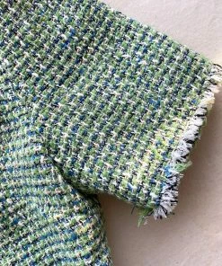 Self-portrait Green Boucle Cropped Jacket READY TO WEAR