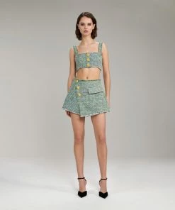 Self-portrait NEW ARRIVALS Green Boucle Skort