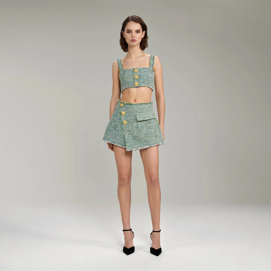 Self-portrait NEW ARRIVALS Green Boucle Skort