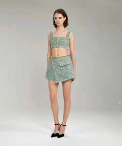 Self-portrait NEW ARRIVALS Green Boucle Skort
