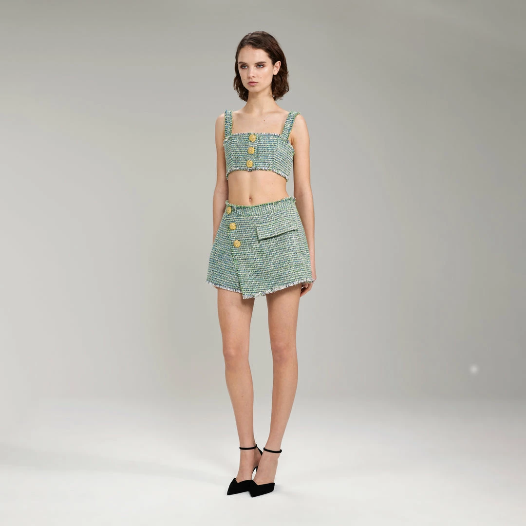 Self-portrait NEW ARRIVALS Green Boucle Skort