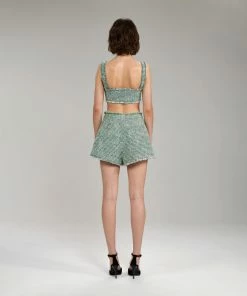 Self-portrait NEW ARRIVALS Green Boucle Skort