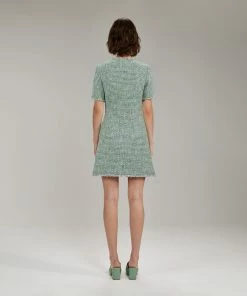 Self-portrait NEW ARRIVALS Green Boucle Mini Dress