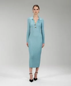 Self-portrait Ribbed Knit Midi Dress