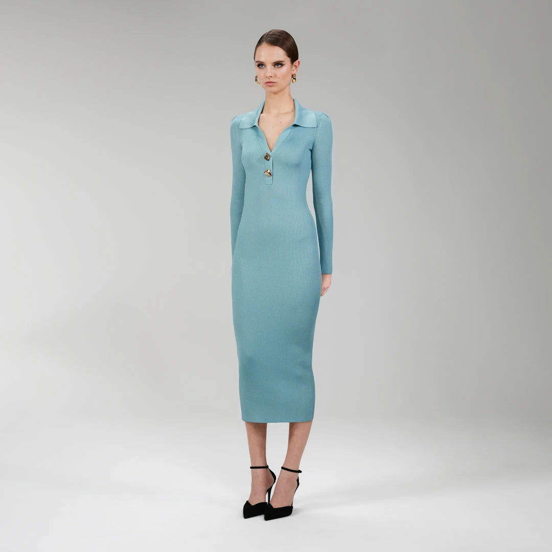 Self-portrait Ribbed Knit Midi Dress