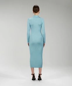 Self-portrait Ribbed Knit Midi Dress
