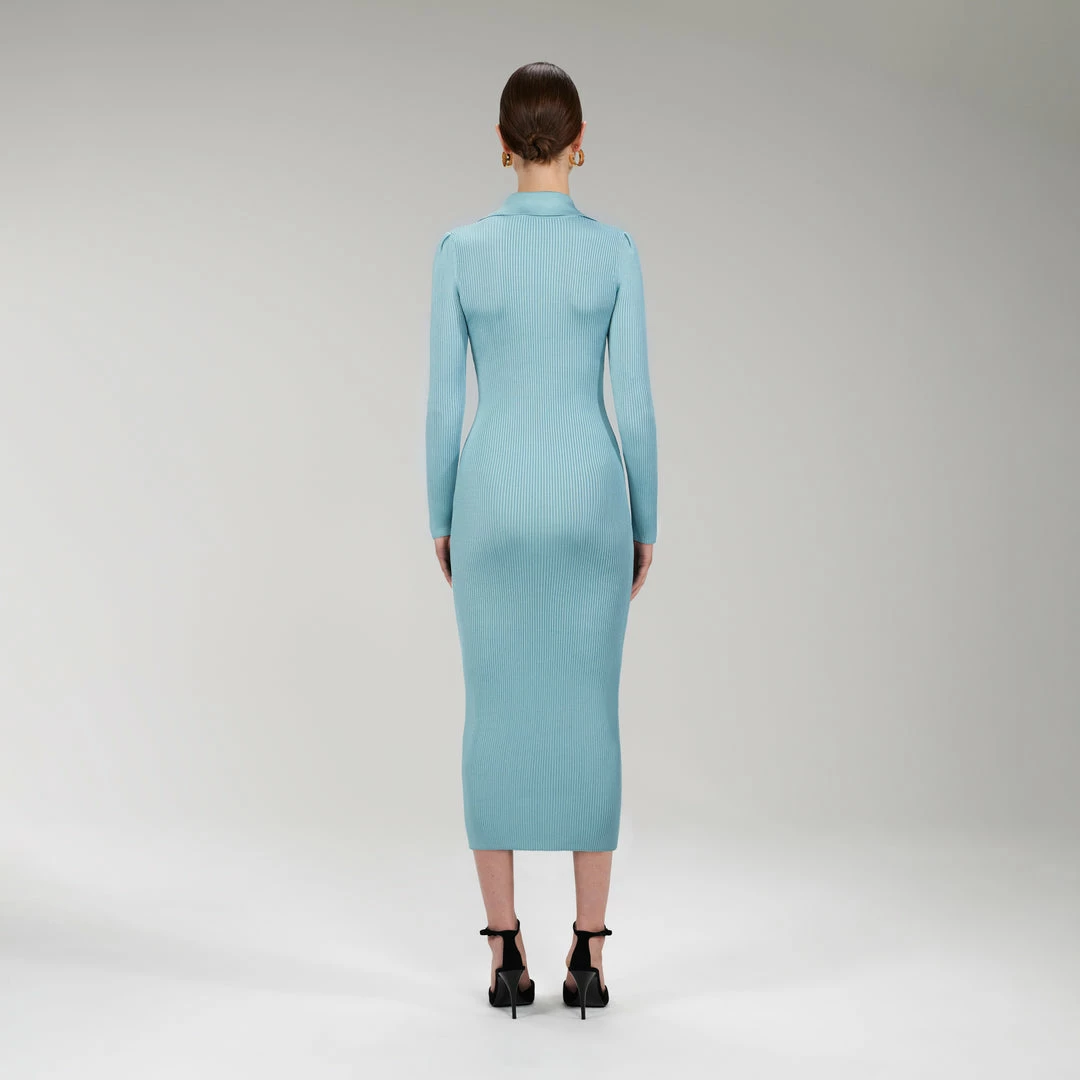 Self-portrait Ribbed Knit Midi Dress