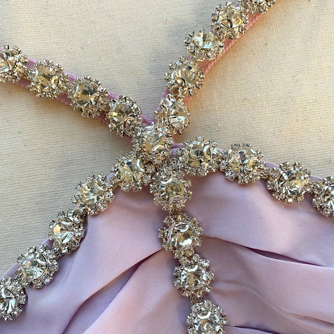 Self-portrait READY TO WEAR Lilac Taffeta Diamante Trim Mini Dress