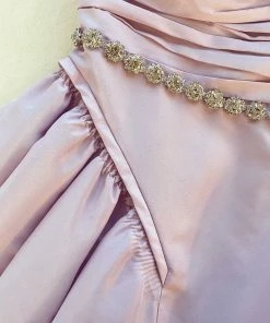 Self-portrait READY TO WEAR Lilac Taffeta Diamante Trim Mini Dress