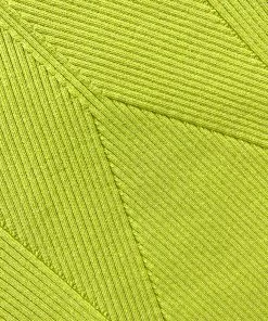 Self-portrait Lime Inserted Lace Ribbed Knit Mini Dress READY TO WEAR