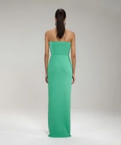 Self-portrait Green Strapless Ribbed Knit Top NEW ARRIVALS