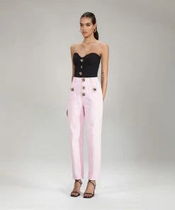 Self-portrait NEW ARRIVALS Black Strapless Ribbed Knit Top