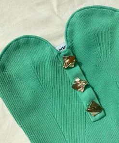 Self-portrait Green Strapless Ribbed Knit Top NEW ARRIVALS