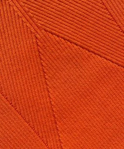 Self-portrait READY TO WEAR Orange Inserted Lace Ribbed Knit Mini Dress