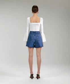 Self-portrait READY TO WEAR White Ribbed Knit Cardigan