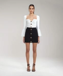 Self-portrait Black Ribbed Knit Mini Skirt