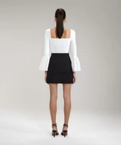 Self-portrait Black Ribbed Knit Mini Skirt