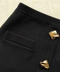 Self-portrait Black Ribbed Knit Mini Skirt