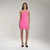 Self-portrait Pink One Shoulder Ribbed Knit Mini Dress READY TO WEAR