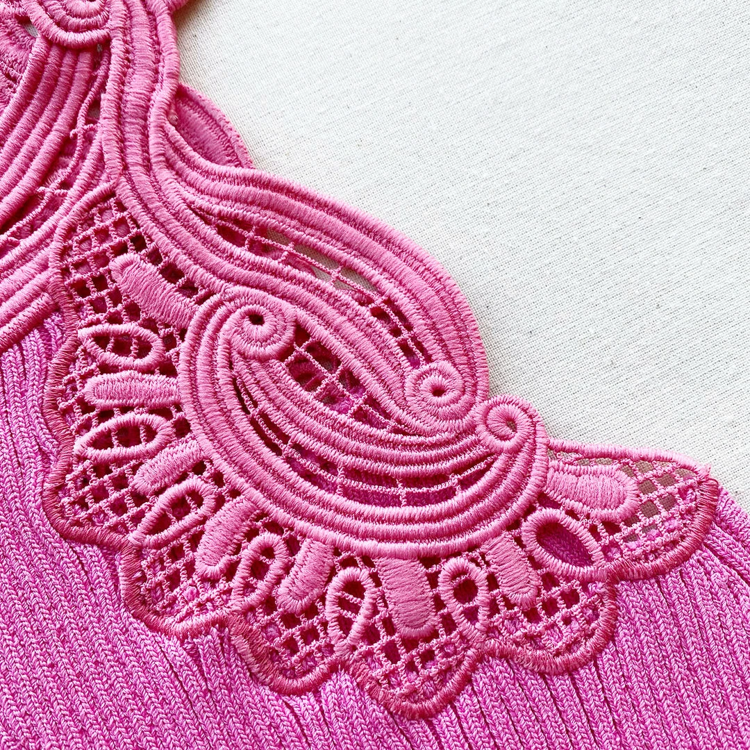 Self-portrait Pink One Shoulder Ribbed Knit Mini Dress READY TO WEAR