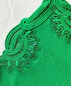 Self-portrait Bright Green One Shoulder Ribbed Knit Midi Dress NEW ARRIVALS