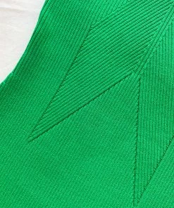 Self-portrait Bright Green One Shoulder Ribbed Knit Midi Dress NEW ARRIVALS