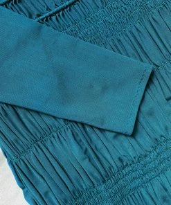 Self-portrait READY TO WEAR Teal Shirred Powermesh Mini Dress