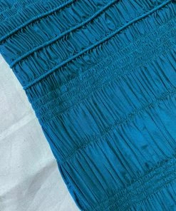 Self-portrait READY TO WEAR Teal Shirred Powermesh Mini Dress