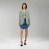 Self-portrait Green Boucle Oversized Blazer READY TO WEAR