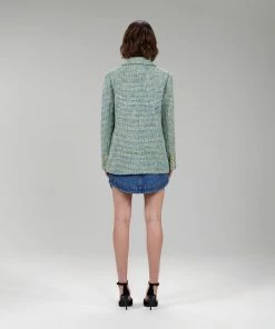 Self-portrait Green Boucle Oversized Blazer READY TO WEAR