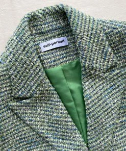 Self-portrait Green Boucle Oversized Blazer READY TO WEAR