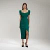Self-portrait Dark Green Iris Midi Dress NEW ARRIVALS