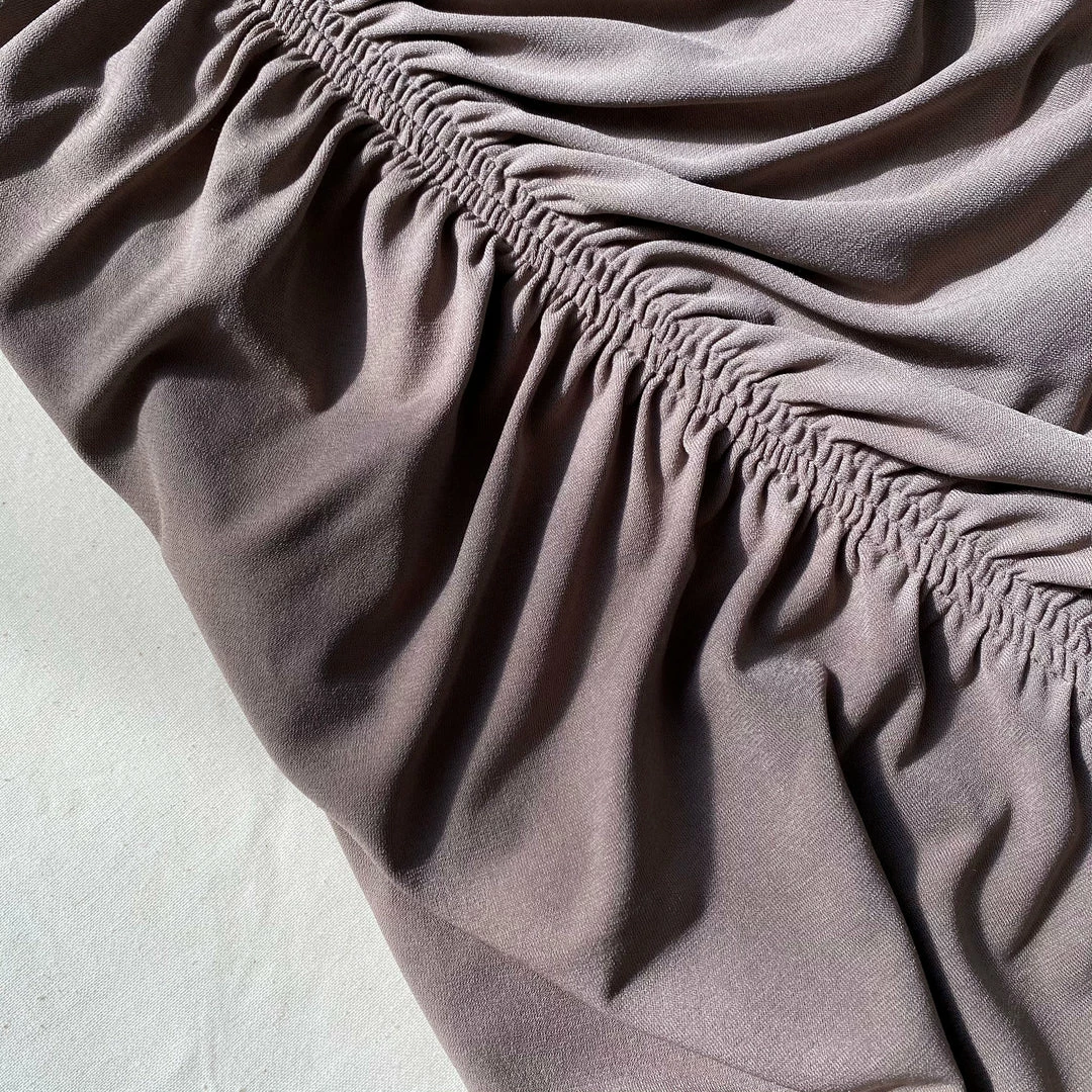 Self-portrait READY TO WEAR Taupe Jersey One Shoulder Ruched Midi Dress