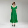 Self-portrait Bright Green Chiffon Cut Out Midi Dress