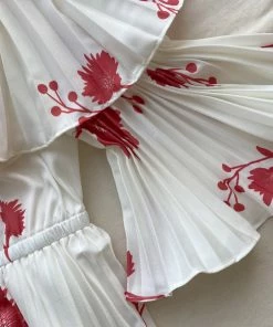 Self-portrait Wild Daisy Print Pleated Strapless Midi Dress