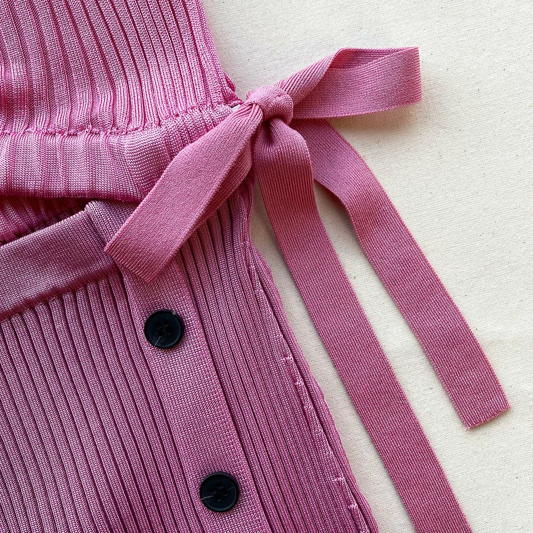 Self-portrait Pink Viscose Ribbed Knit Midi Dress