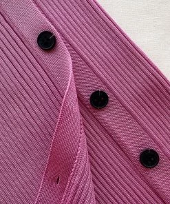 Self-portrait Pink Viscose Ribbed Knit Midi Dress