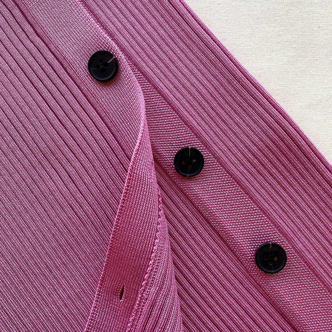 Self-portrait Pink Viscose Ribbed Knit Midi Dress