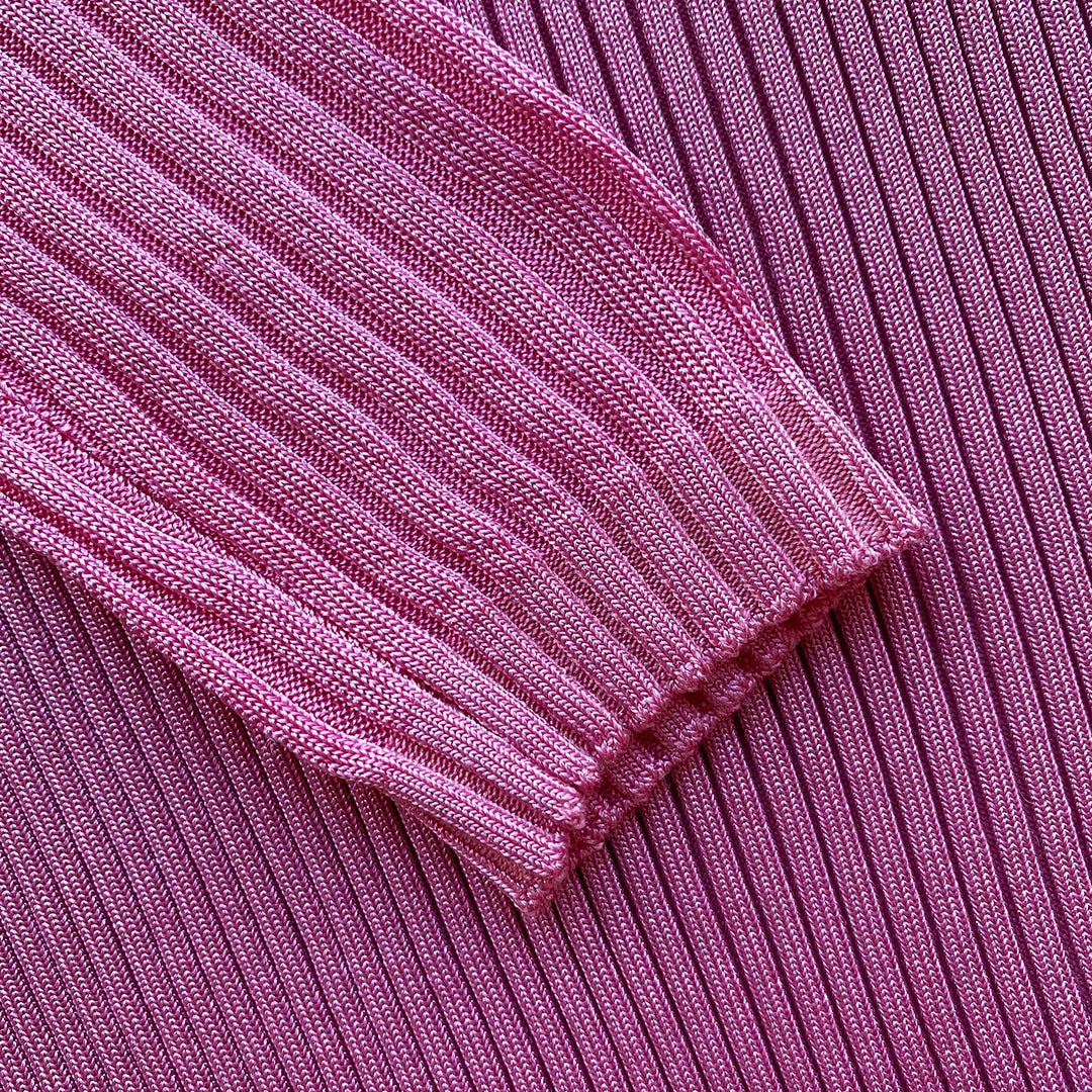 Self-portrait Pink Viscose Ribbed Knit Midi Dress