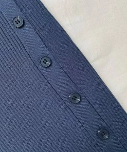 Self-portrait Slate Viscose Ribbed Knit Midi Dress