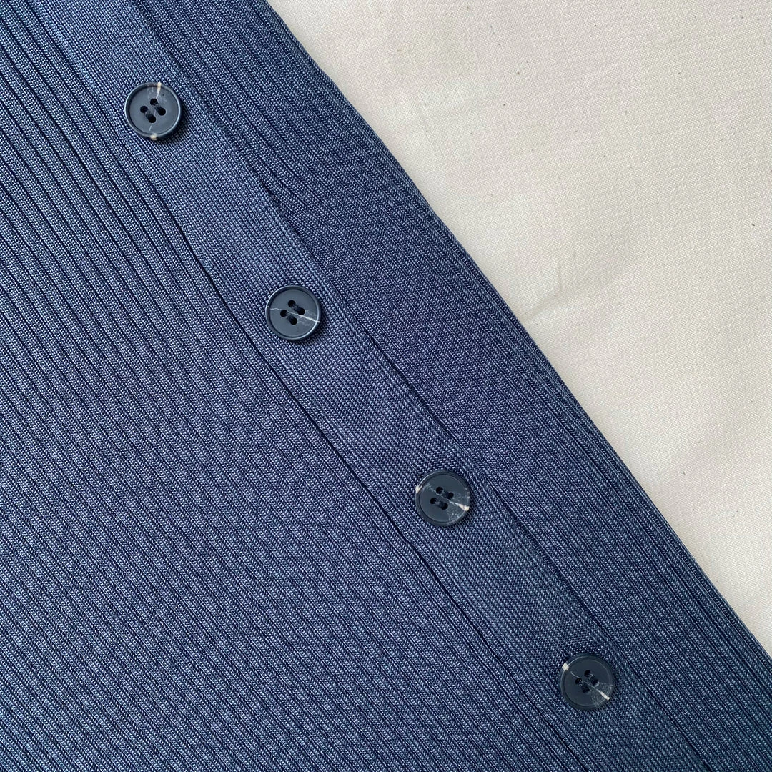 Self-portrait Slate Viscose Ribbed Knit Midi Dress