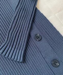 Self-portrait Slate Viscose Ribbed Knit Midi Dress