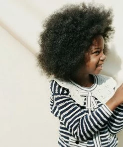 Self-portrait Navy Contrast Rope Knit Cardigan
